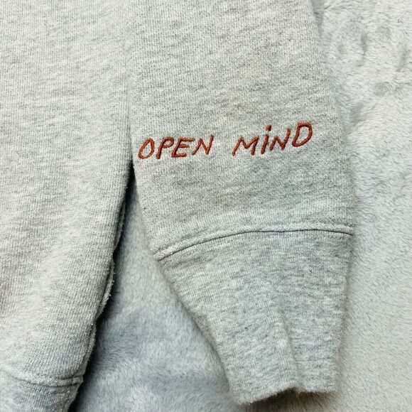 Madewell Sweatshirt Womens S Gray Fleece Crew Neck Open Mind Open Heart Sleeve - Picture 7 of 10
